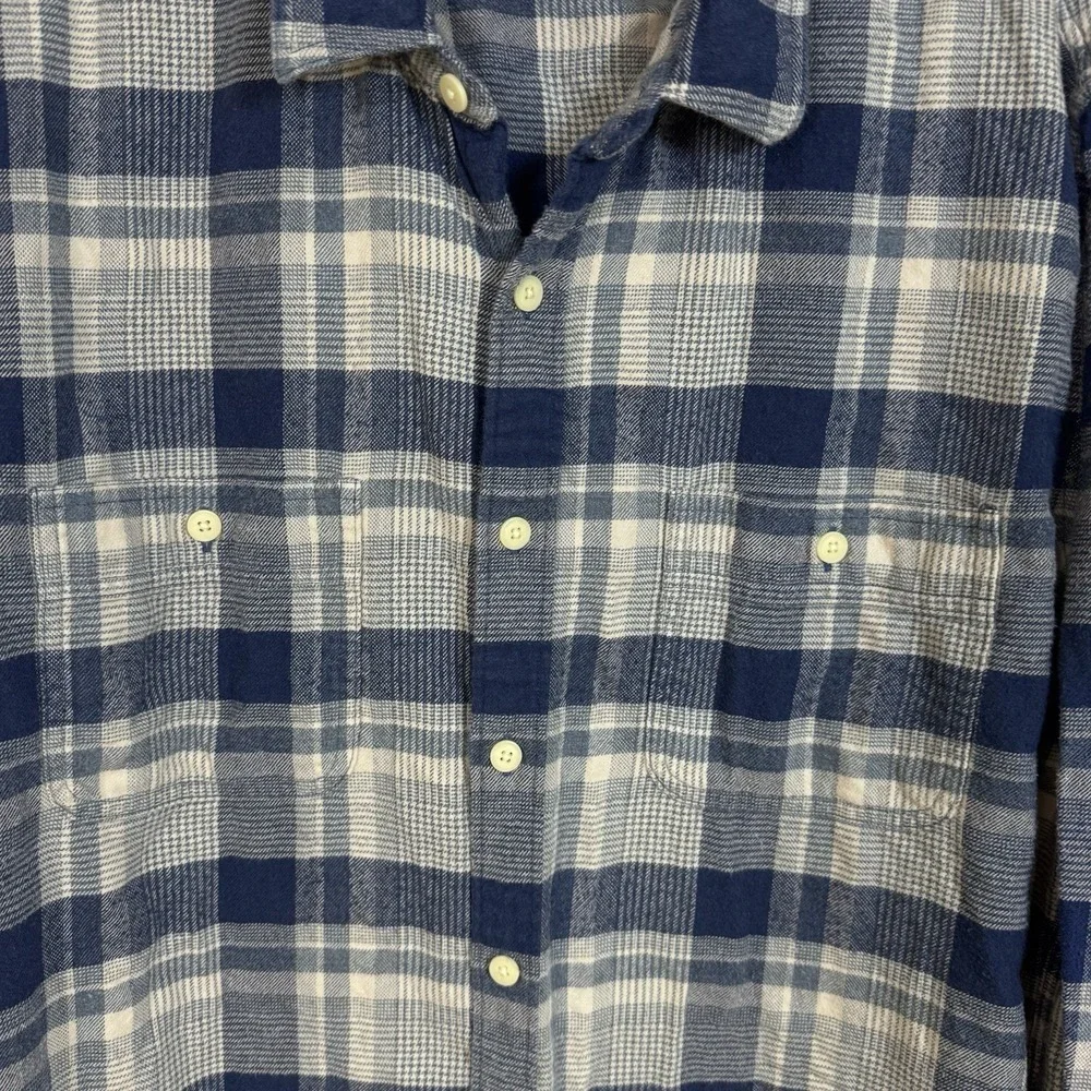 J.‎ Crew Mens B/D Plaid Flannel Pocket Shirt Slim Fit XL Fall Outdoor Blue